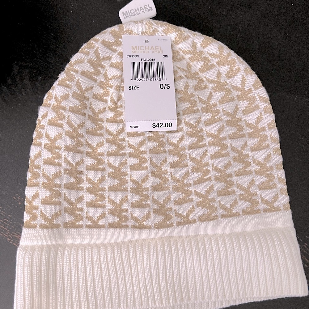 Kors Michael kors Brand new white/beige with gold beanie. - Picture 2 of 2